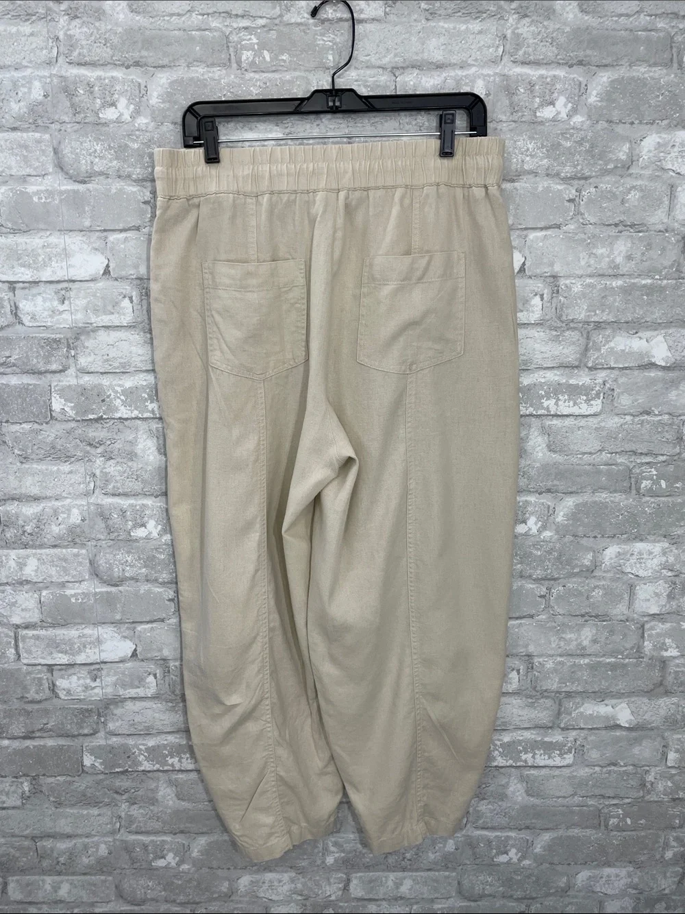 Zara Linen Blend Straight-Leg Drawstring Pants